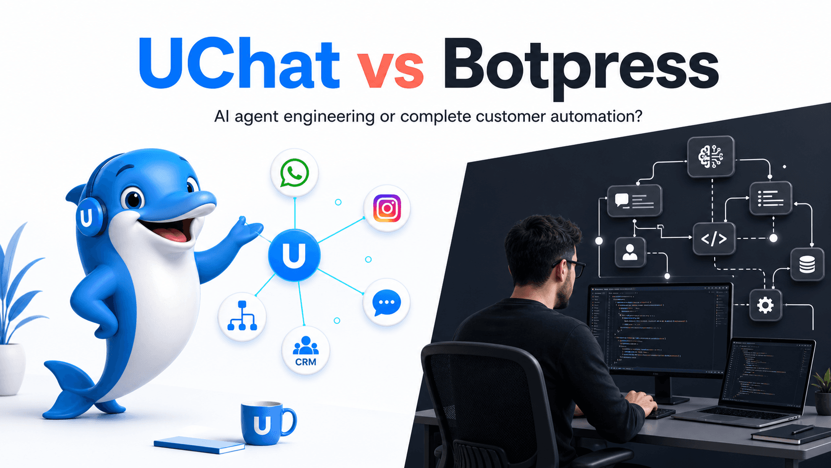 UChat customer automation compared with Botpress AI agent development