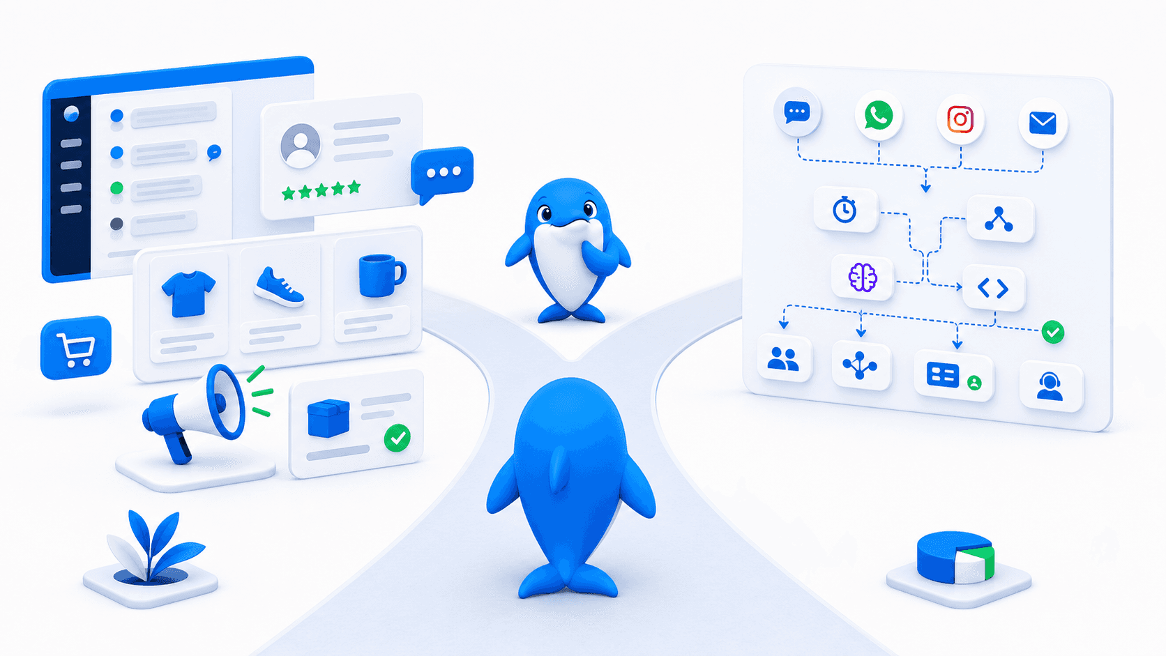 Echo comparing a social commerce command center with a deeper automation architecture